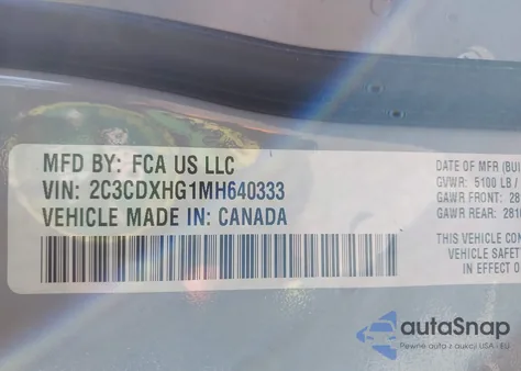 2021 Dodge Charger Gt Rwd z USA, uszkodzony, nr VIN 2C3CDXHG1MH640333